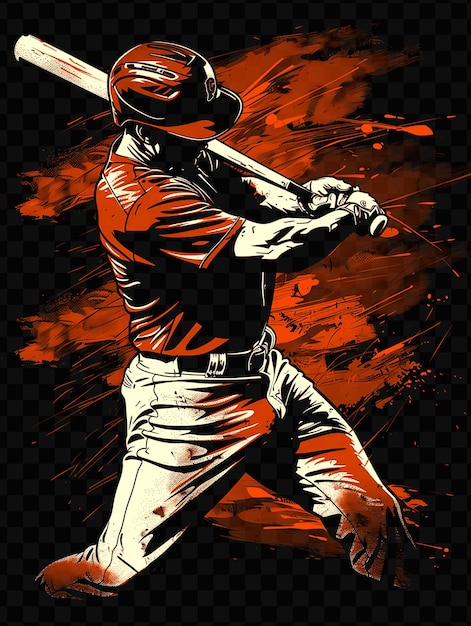 PSD un cartel de un jugador de béisbol con una camisa roja que dice que el bate está en el aire