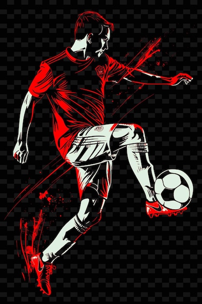 un cartel de un jugador de fútbol con un balón de fútbol en la mano