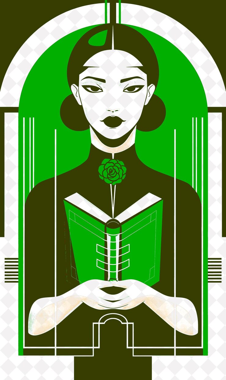 PSD un cartel para un libro llamado la chica de verde