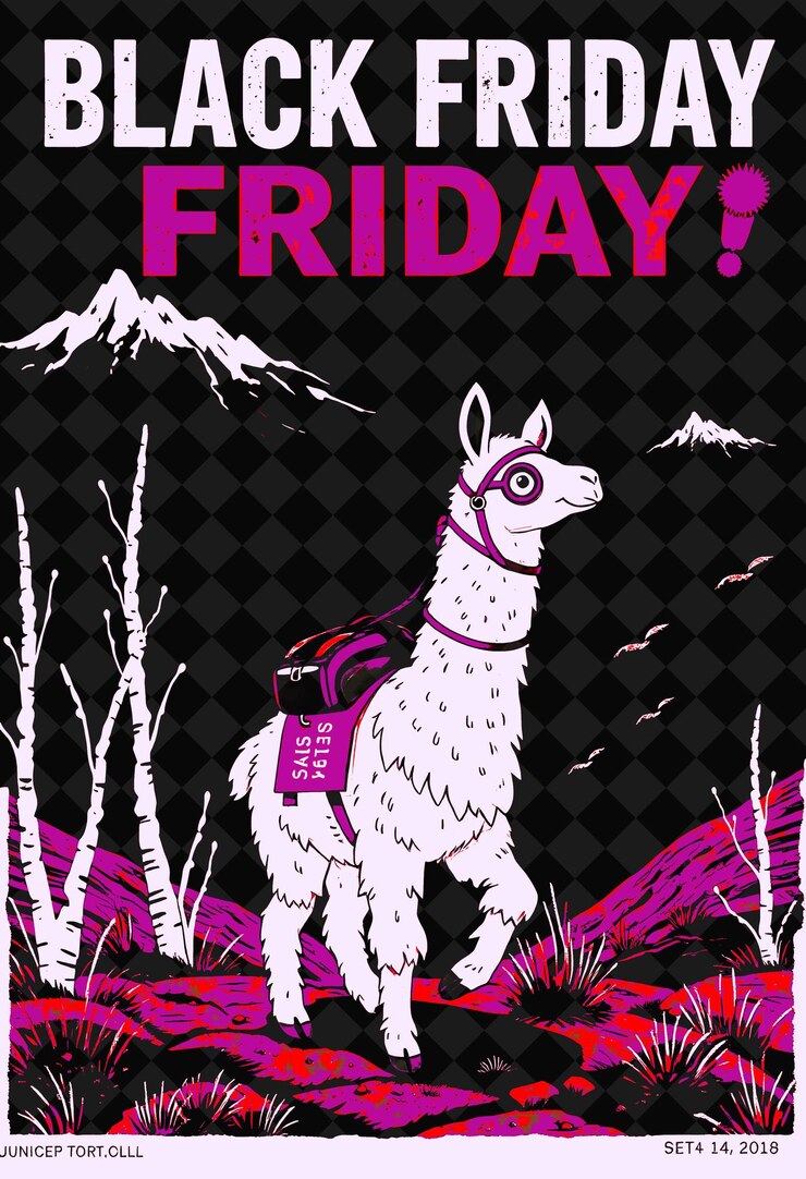 PSD un cartel para una llama que dice viernes viernes viernes