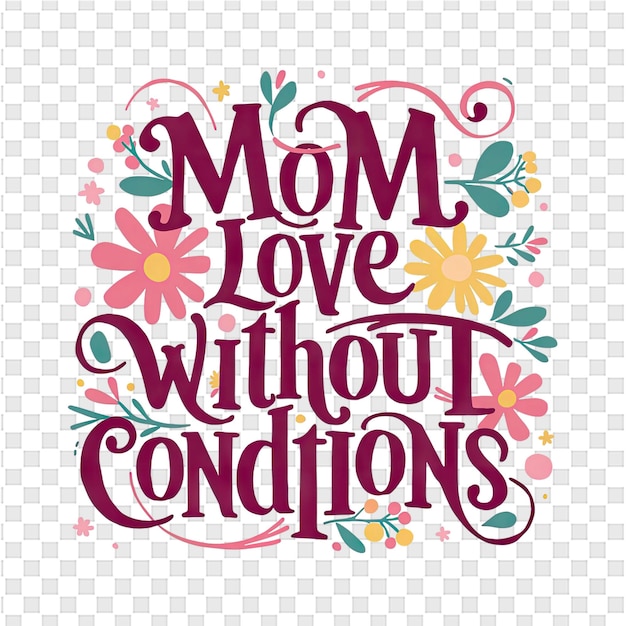 PSD un cartel para mamás con flores y texto que dice amor sin condiciones