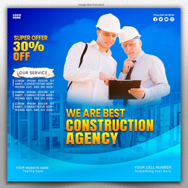 un cartel para la marca de los trabajadores de la construcción