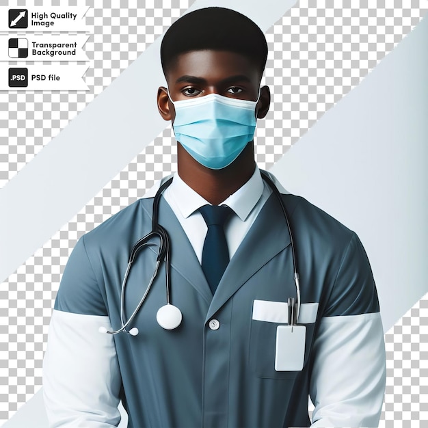 PSD un cartel para un médico con una máscara en él