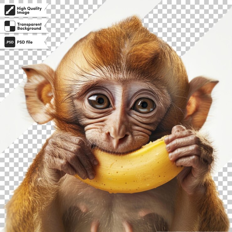 PSD un cartel para un mono que dice "una banana"