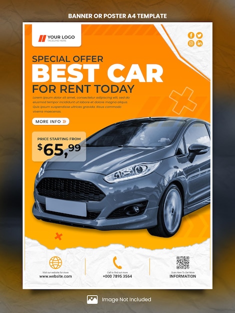 Cartel naranja o plantilla de banner para coche Ren