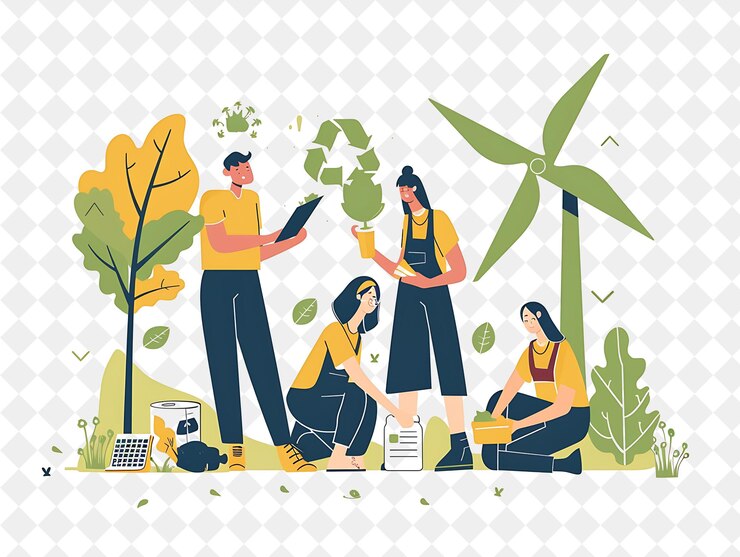 PSD un cartel de personas con una imagen de un árbol y una planta
