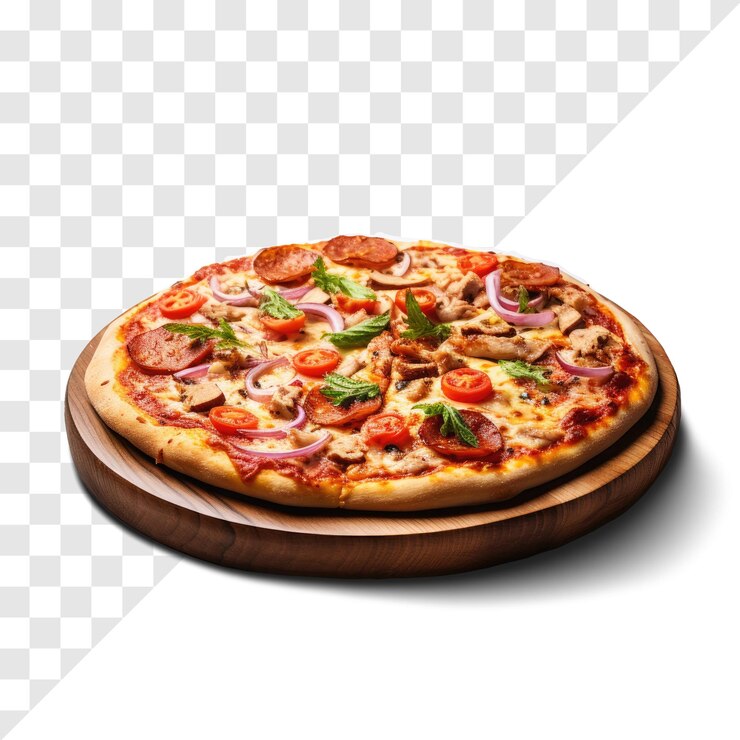 Cartel de pizza mixta transparente.