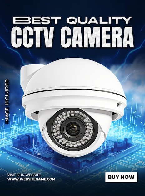 Un cartel para la plantilla de promoción de anuncios de cámaras de cctv.