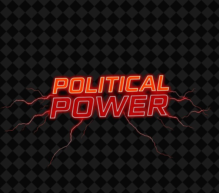 PSD un cartel para el poder político con un letrero de neón rojo que dice poder político
