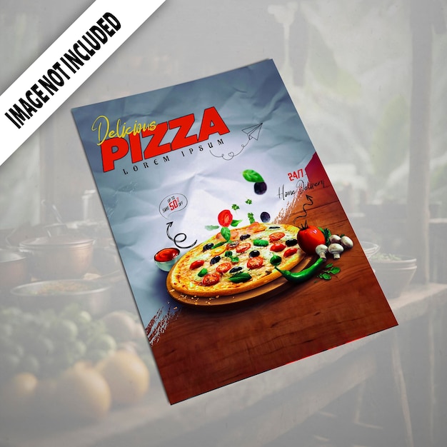 El cartel de promoción de la comida de la pizza