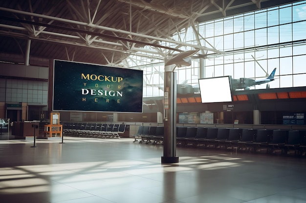 Cartel publicitario en el aeropuerto mockup psd