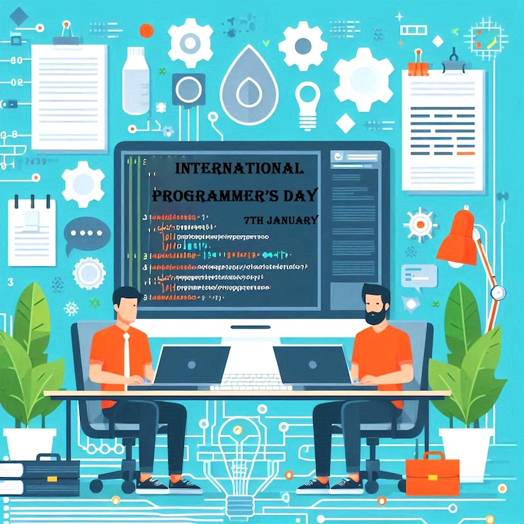 PSD un cartel que dice el día internacional de los programadores