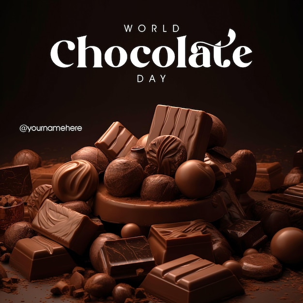 PSD un cartel que saluda el día mundial del chocolate