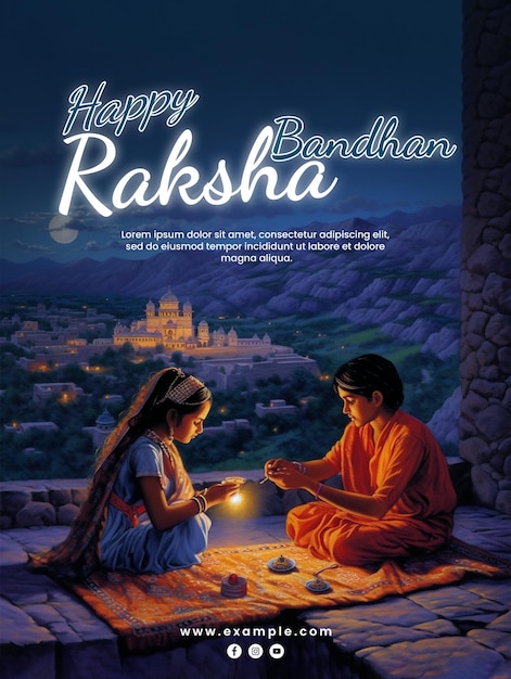 Cartel de raksha bandhan festival de raksha bandhan y ilustración del festival indio psd