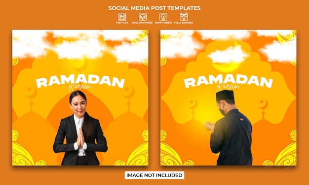 Cartel de ramadan kareem o plantilla de publicación de instagram de redes sociales