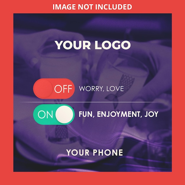Cartel de redes sociales de diseño de interruptor de encendido y apagado.