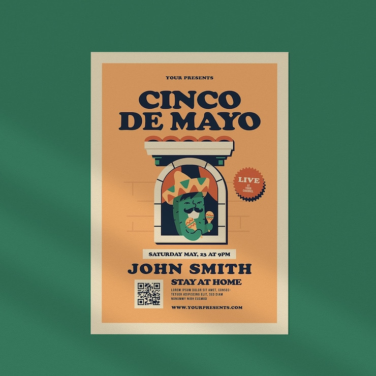 Un cartel para un restaurante llamado cinco de mayo.