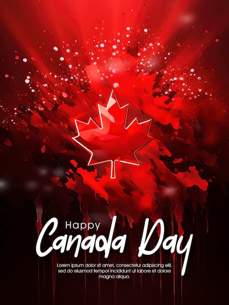 PSD un cartel rojo y blanco que dice feliz día de canadá
