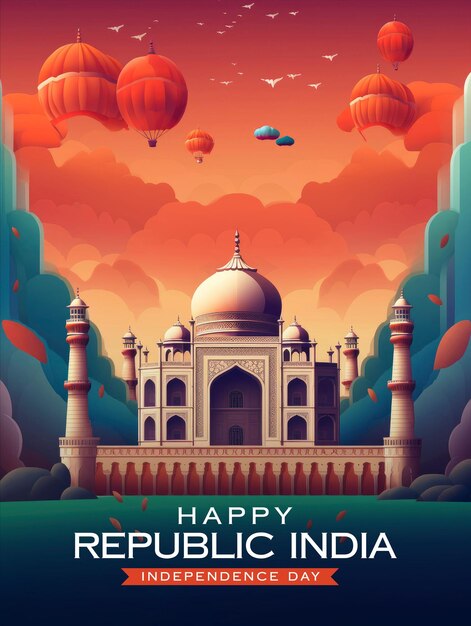 PSD cartel de saludo del día de la independencia india