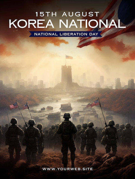 PSD cartel de saludo del día de la liberación de corea