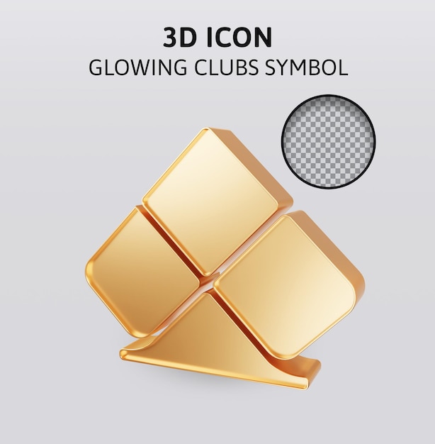 Un cartel para el símbolo de clubes brillantes de icono 3d
