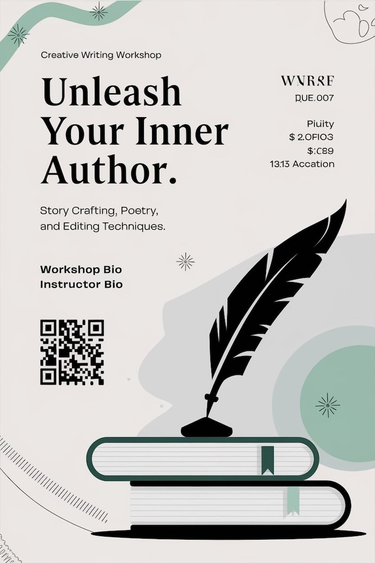 PSD un cartel para el taller de escritura creativa y narración de historias