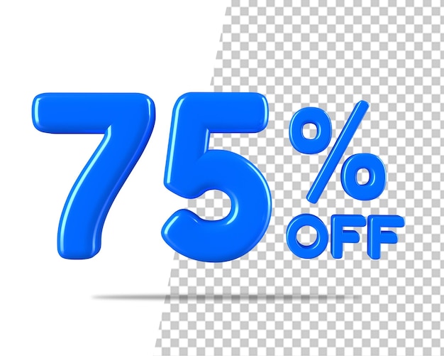 Un cartel de venta azul del 75 % de descuento con un precio a mitad de precio del 50 % de descuento.