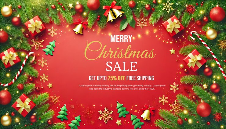 un cartel de venta de Navidad con un letrero de venta de navidad en él