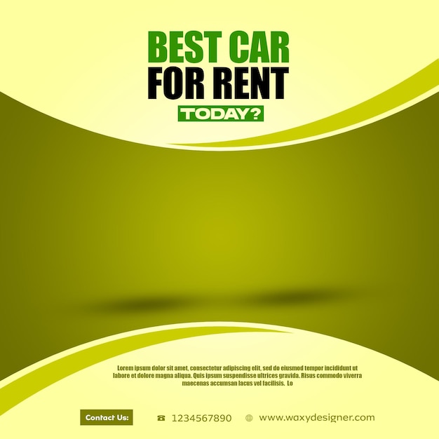 un cartel verde y amarillo que dice el mejor coche para alquilar