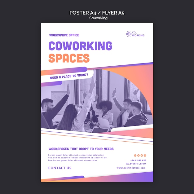 Cartel vertical para espacio de coworking