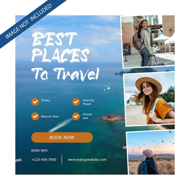Cartel de viajes en las redes sociales