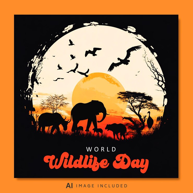 PSD un cartel para la vida silvestre que dice día de los animales silvestres
