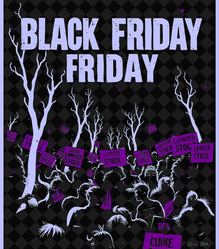 PSD un cartel para el viernes negro se muestra sobre un fondo negro