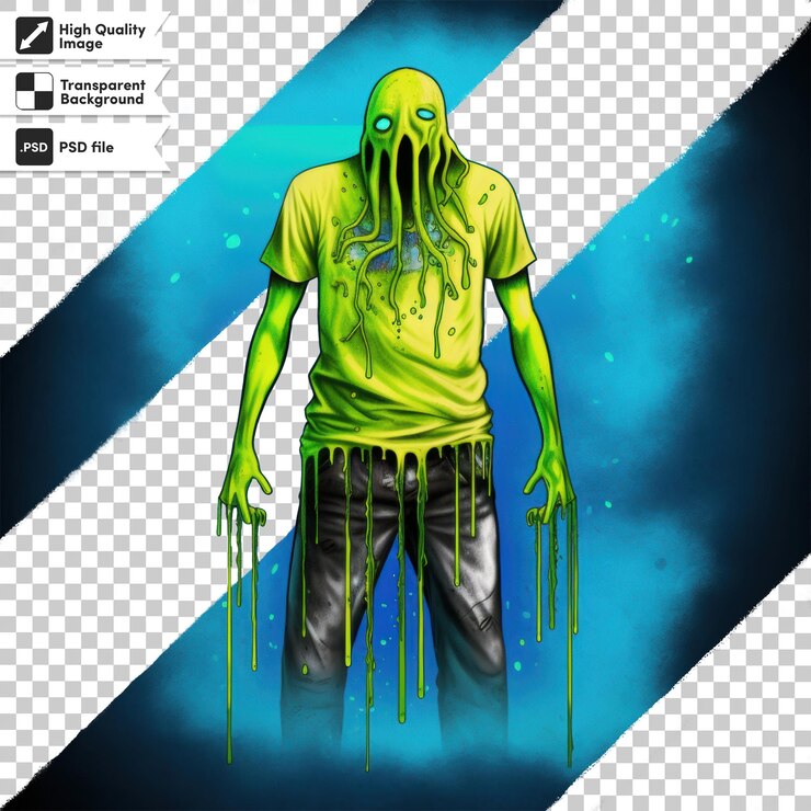 PSD un cartel para un zombi con una camisa verde en él