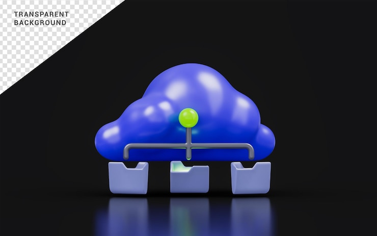 PSD cartella cloud cantare su sfondo scuro concetto di rendering 3d per l'elaborazione del server di condivisione dei dati