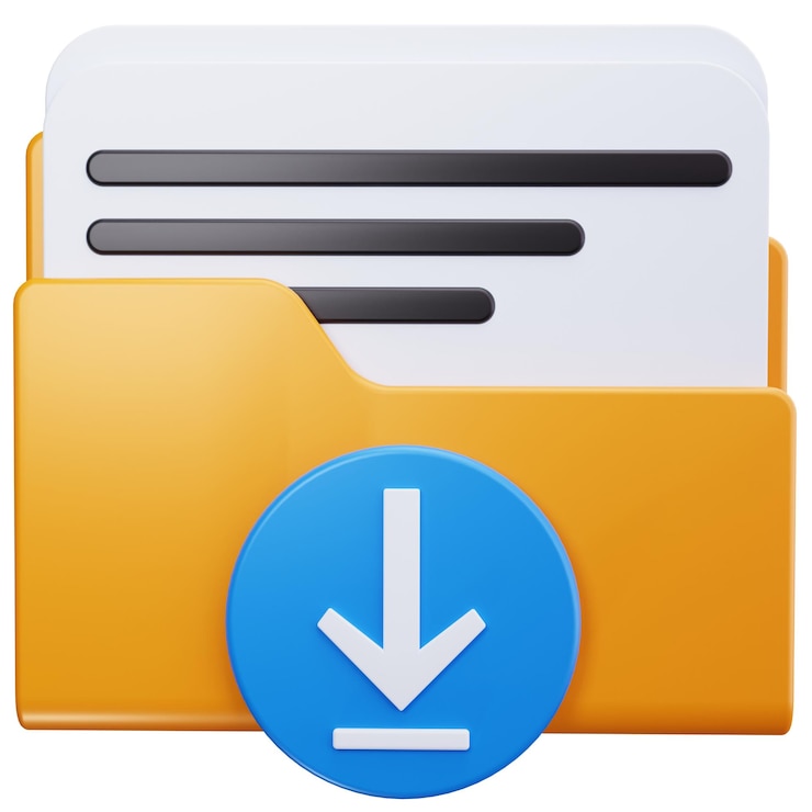 PSD cartella con i file e il simbolo di download