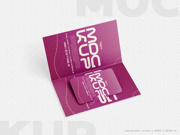 Cartella regalo Psd Modello di mockup modificabile angolo 3