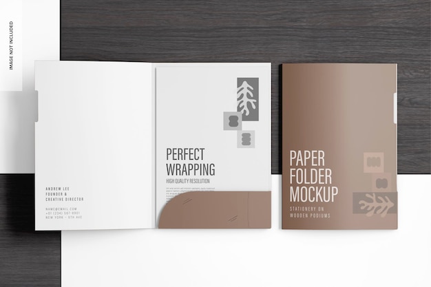 Cartelle di presentazione cartacea Mockup, aperte e chiuse