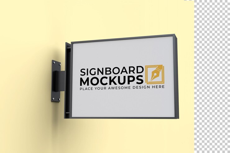 PSD cartello mockup con sfondo trasparente