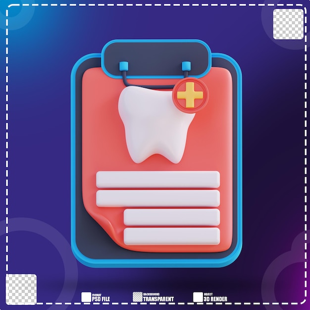 PSD cartera de datos dentales de ilustración 3d 2