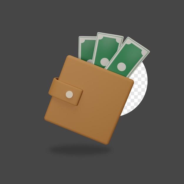 Cartera de dinero de renderizado 3D