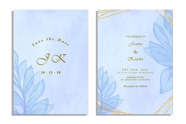 Cartes D'invitation De Mariage Avec Des Fleurs à L'aquarelle Psd