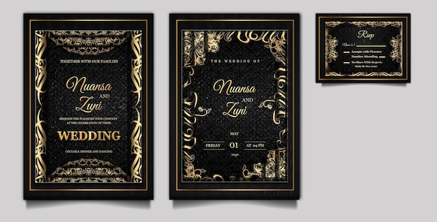 PSD cartes d'invitation de mariage de luxe