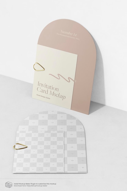 Cartes D'invitation En Papier Avec Mock-up De Clip