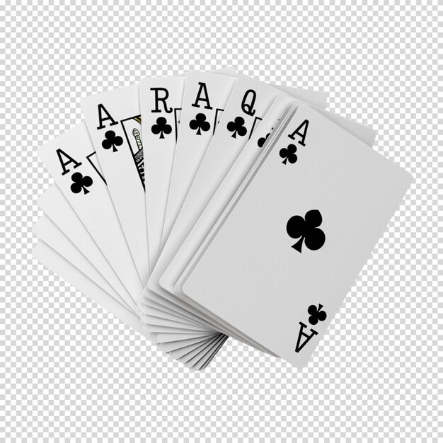 PSD cartes de poker isolées sur un fond transparent