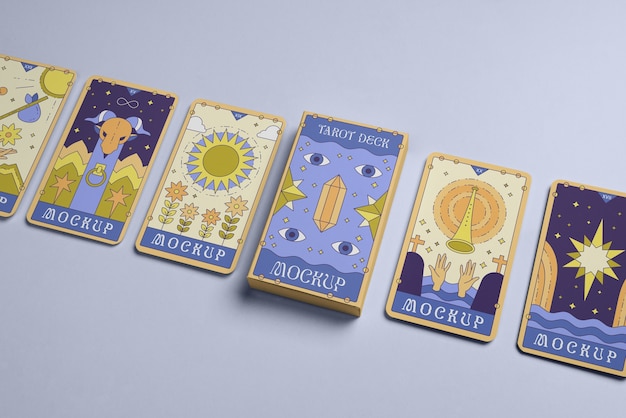 PSD cartes de tarot en arrangement studio