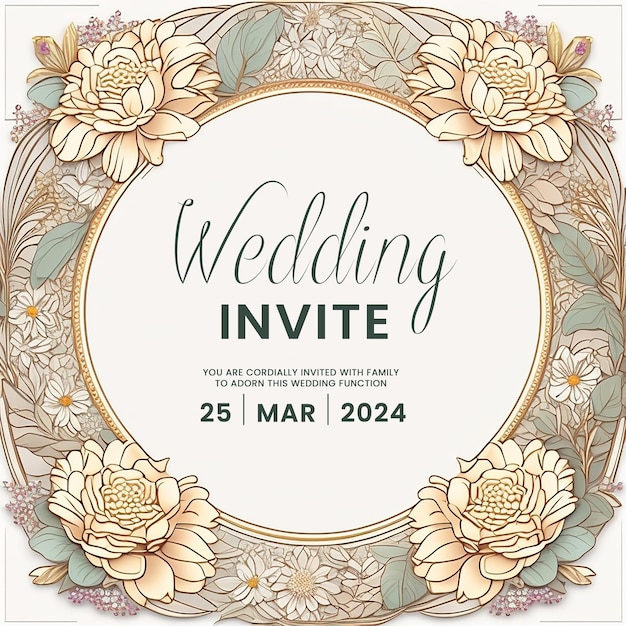 PSD cartes de voeux d'invitation de mariage style vintage élégant