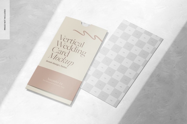 Cartões de casamento verticais com maquete de envelope