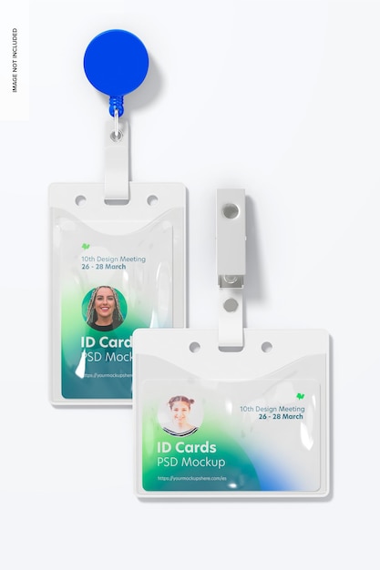 PSD cartões de identificação com clip mockup