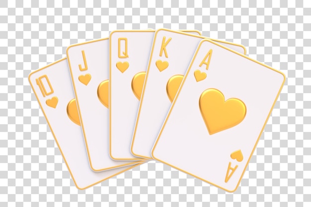 Cartões de jogo isolados em um fundo branco Cartões de cassino blackjack pôquer Renderização 3D de vista frontal